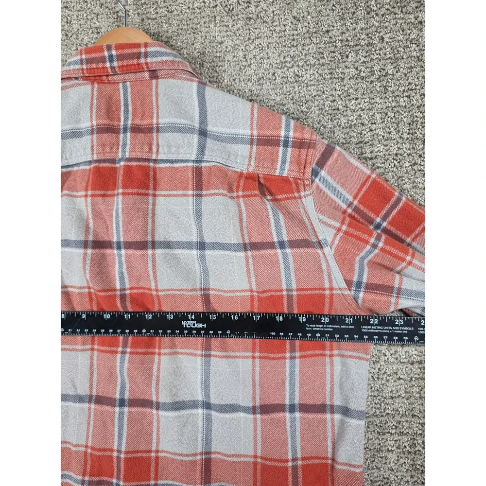 Patagonia Mens‎ Cotton Fjord Flannel Shirt Medium Orange Long Sleeve Plaid